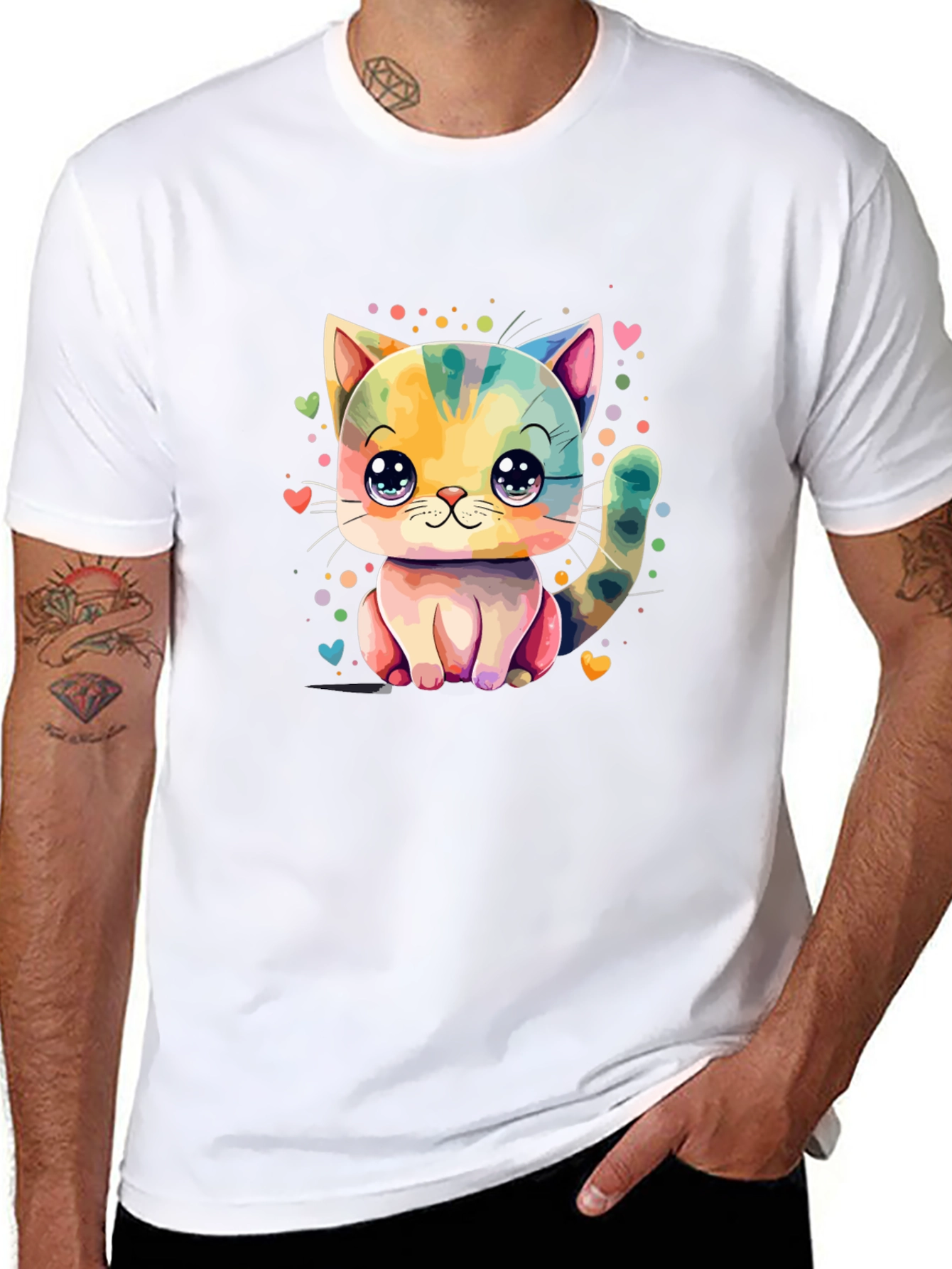 Cute Cat T-Shirt - Cartoon Kitten Design