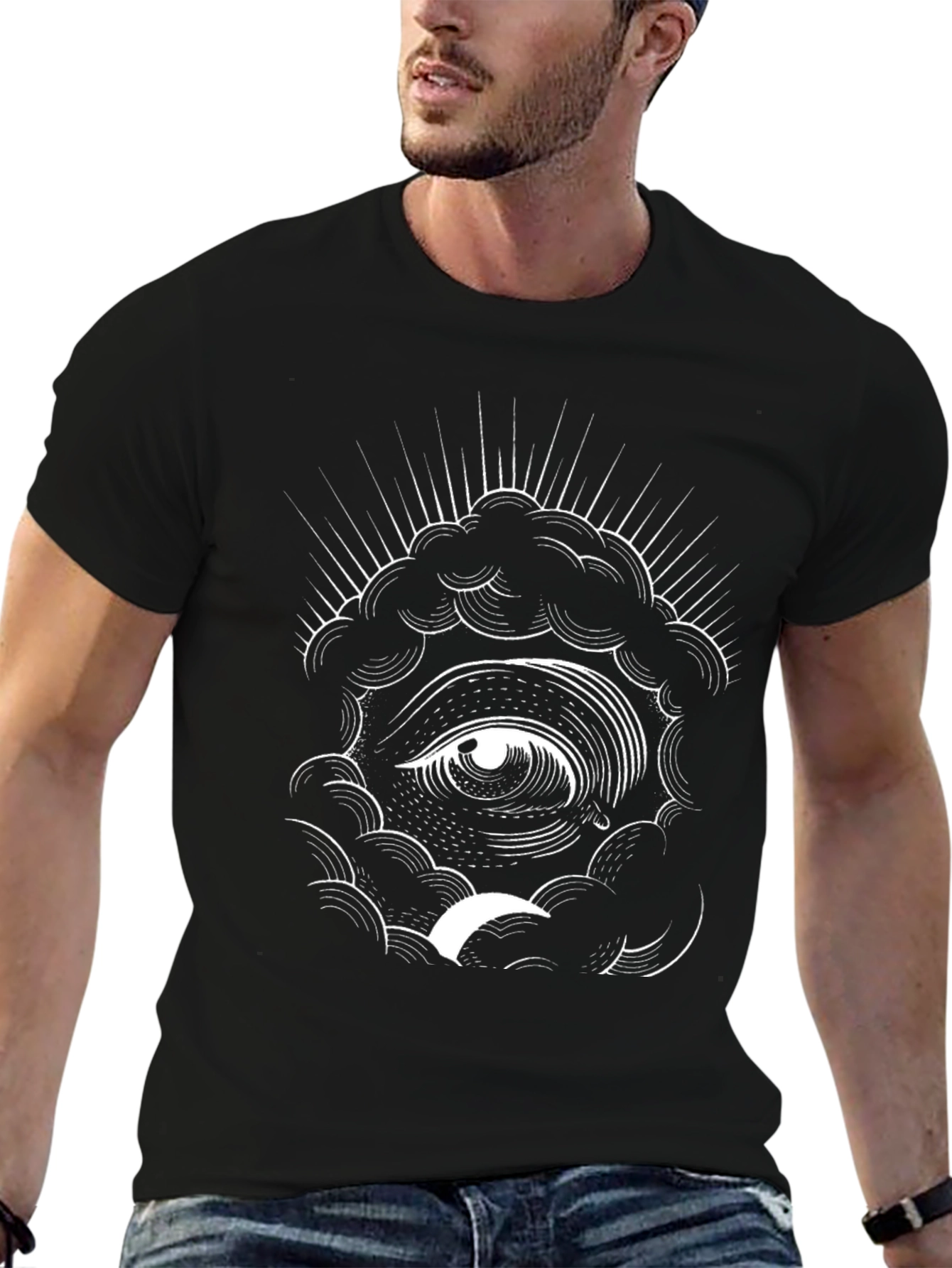Eye of Providence Cloud Graphic Black T-Shirt