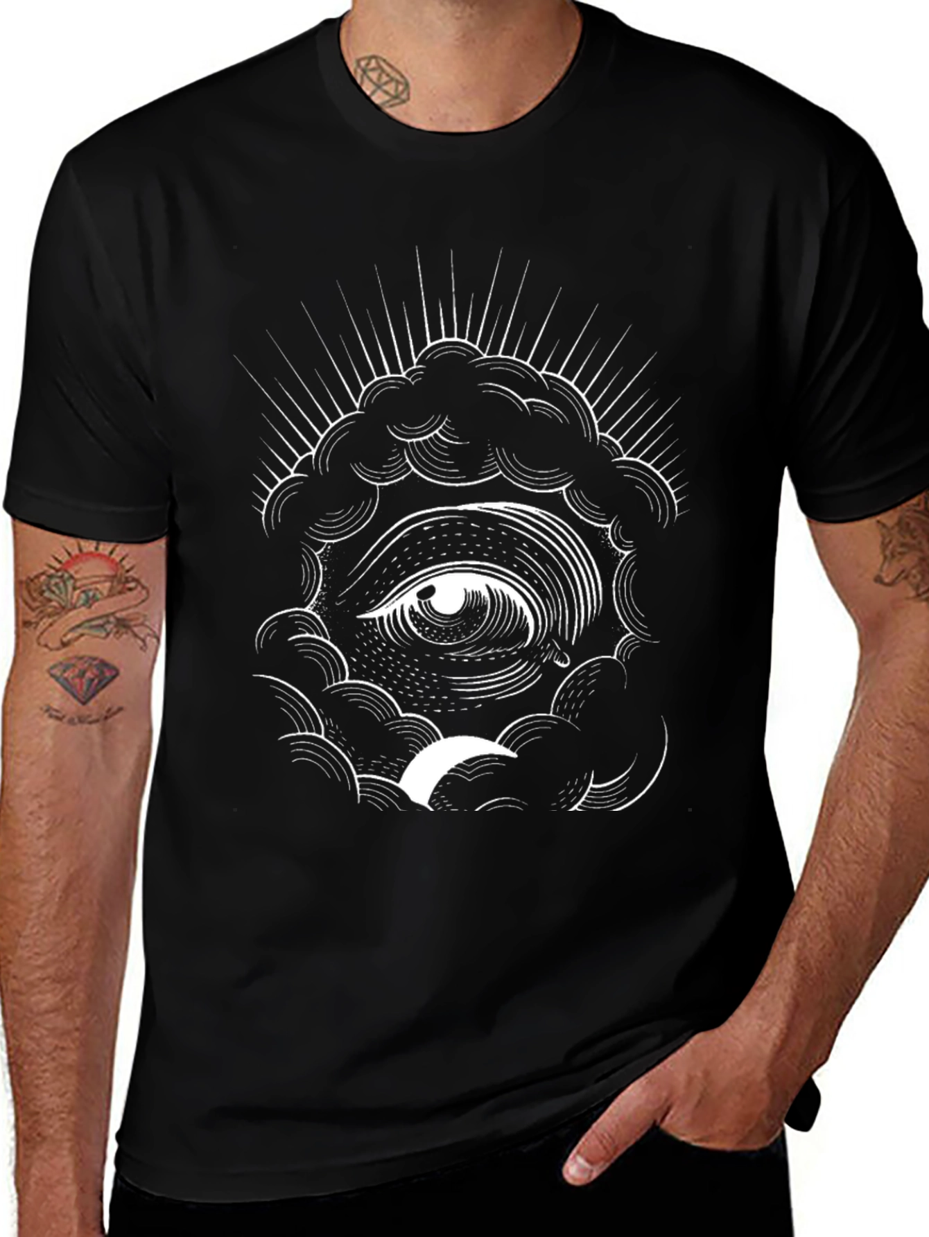 Eye of Providence Cloud Graphic Black T-Shirt