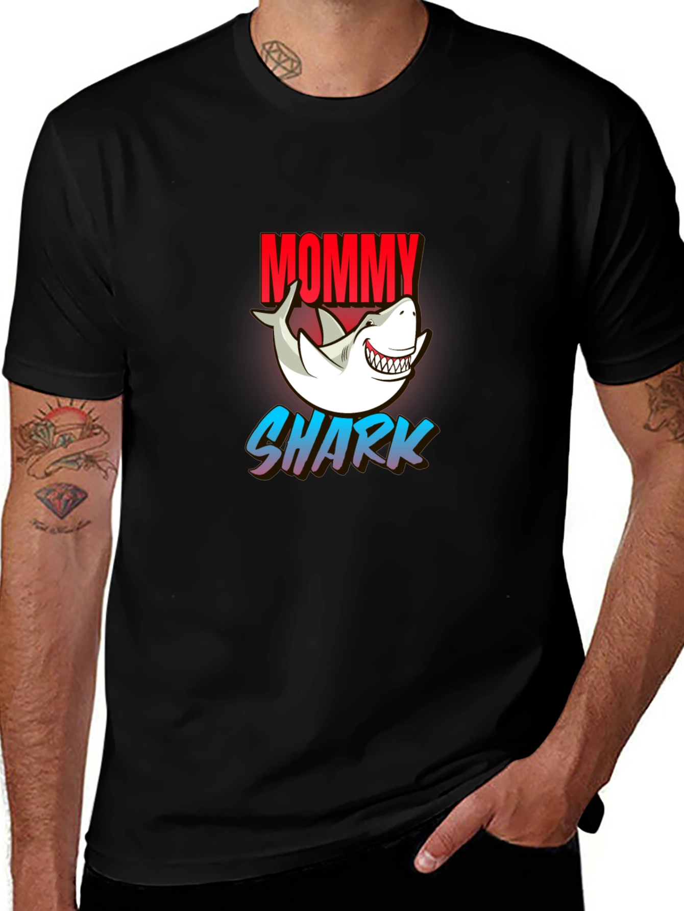 Mommy Shark Graphic Tee - Black Cotton Blend
