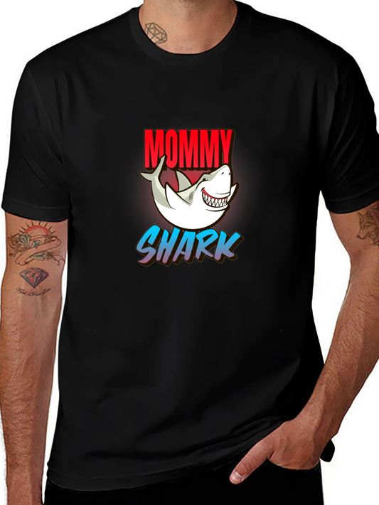 Mommy Shark Graphic Tee - Black Cotton Blend