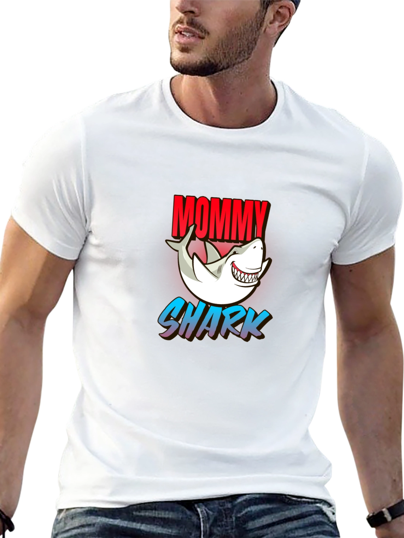 Mommy Shark Graphic Tee - Black Cotton Blend