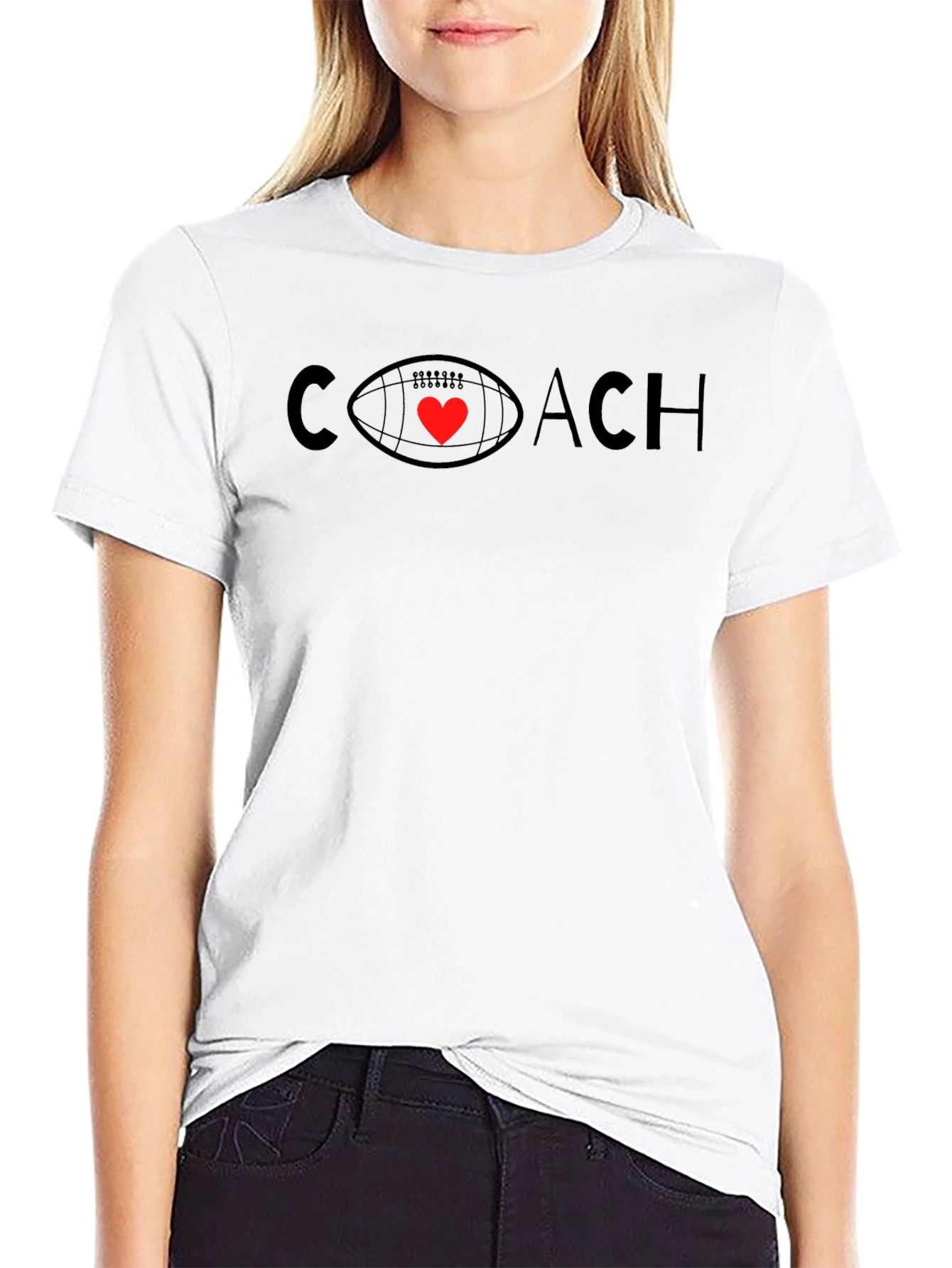 Coach Football Heart T-Shirt