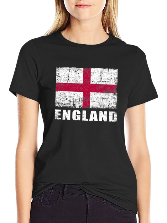 England Flag Graphic T-Shirt - Distressed Look