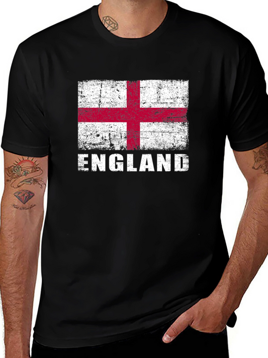 England Flag Graphic T-Shirt - Distressed Look