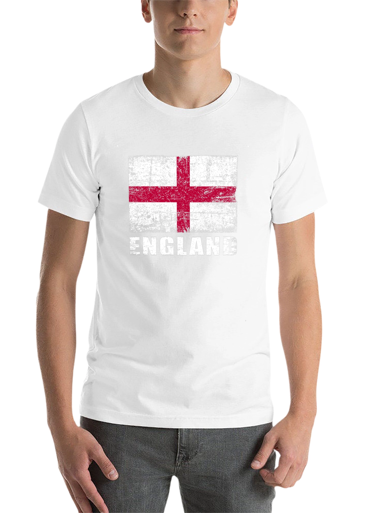 England Flag Graphic T-Shirt - Distressed Look