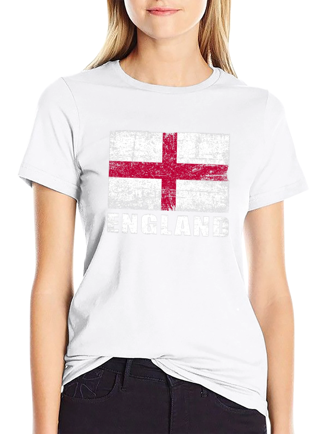 England Flag Graphic T-Shirt - Distressed Look