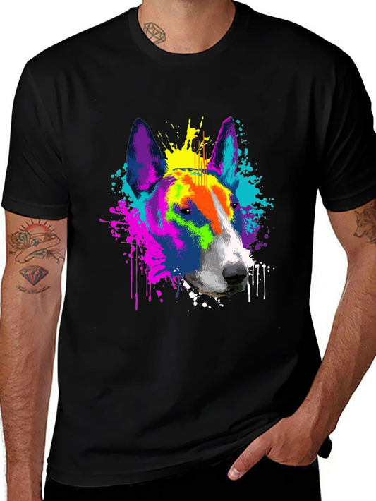 Colorful Dog Graphic Tee - Mens Black T-Shirt