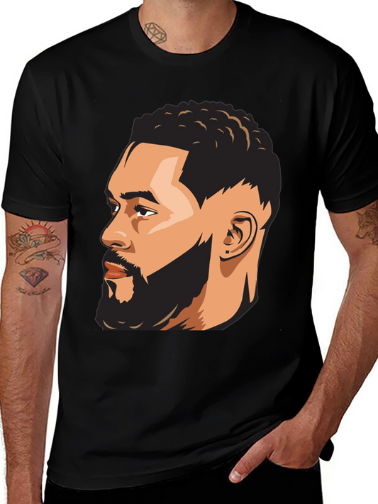 Cool Graphic Tee - Black Man Portrait Design T-Shirt