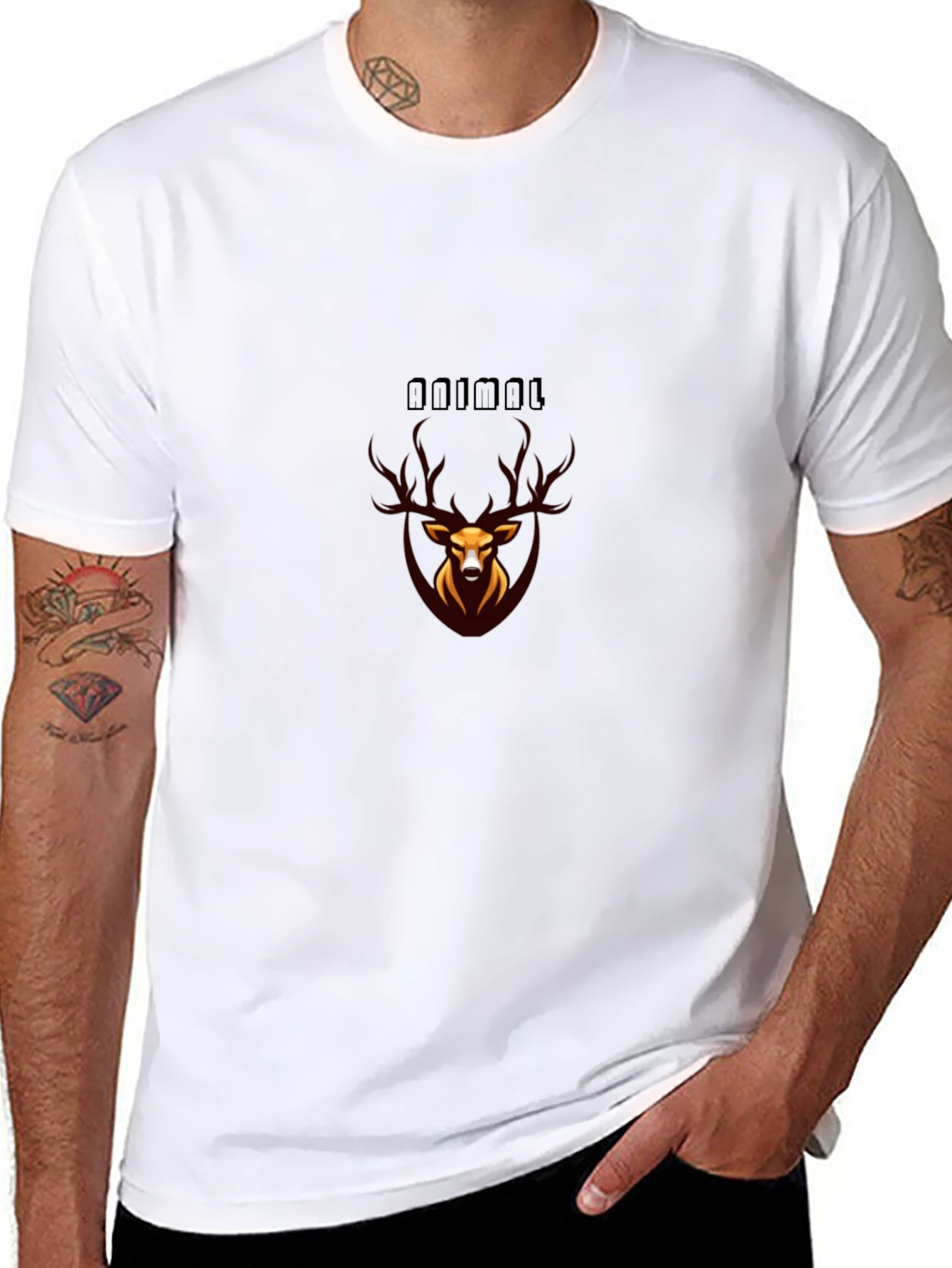Stylish Black Animal Graphic T-Shirt