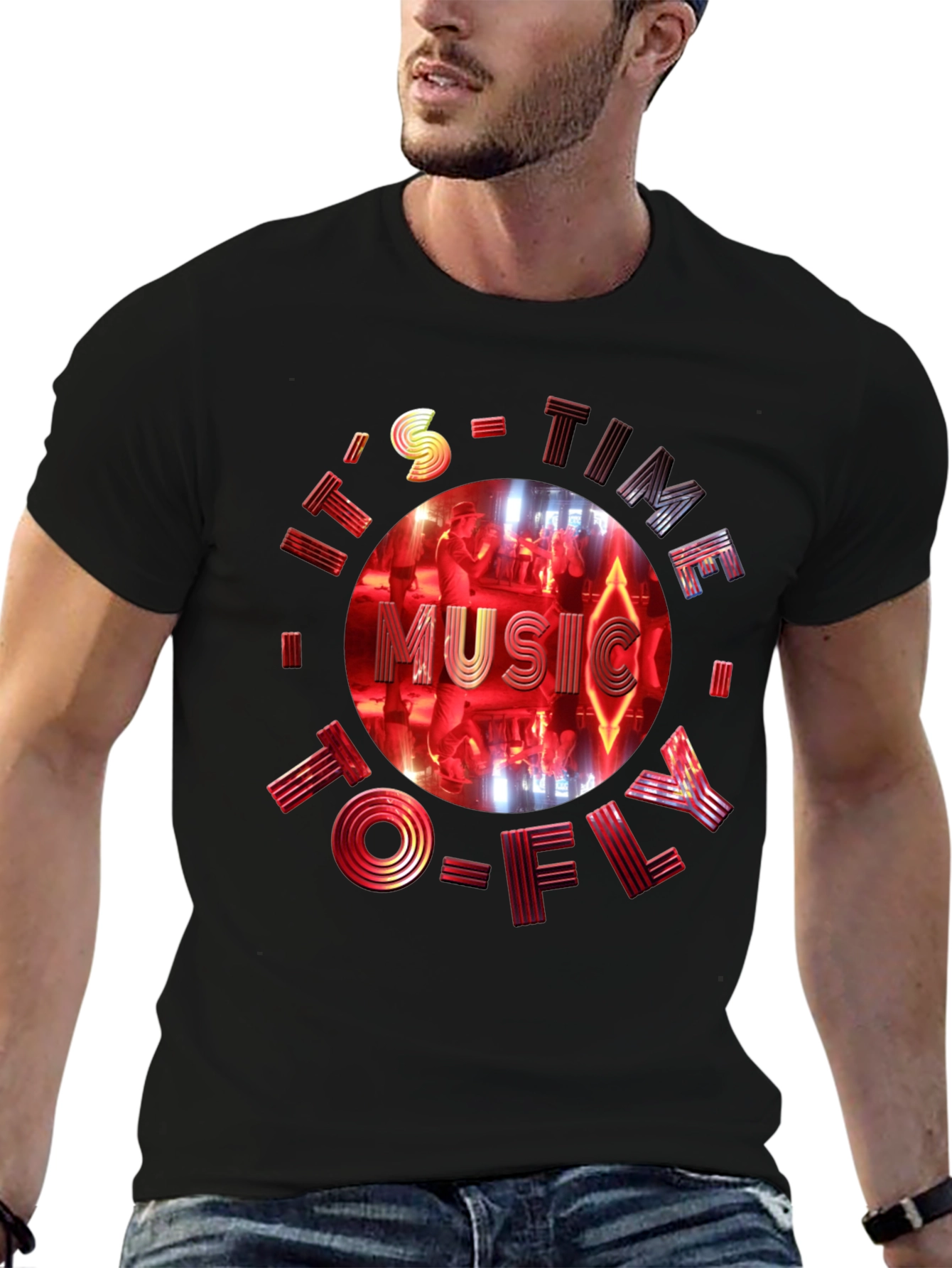 Its Time To Fly Music Black Graphic Tee
