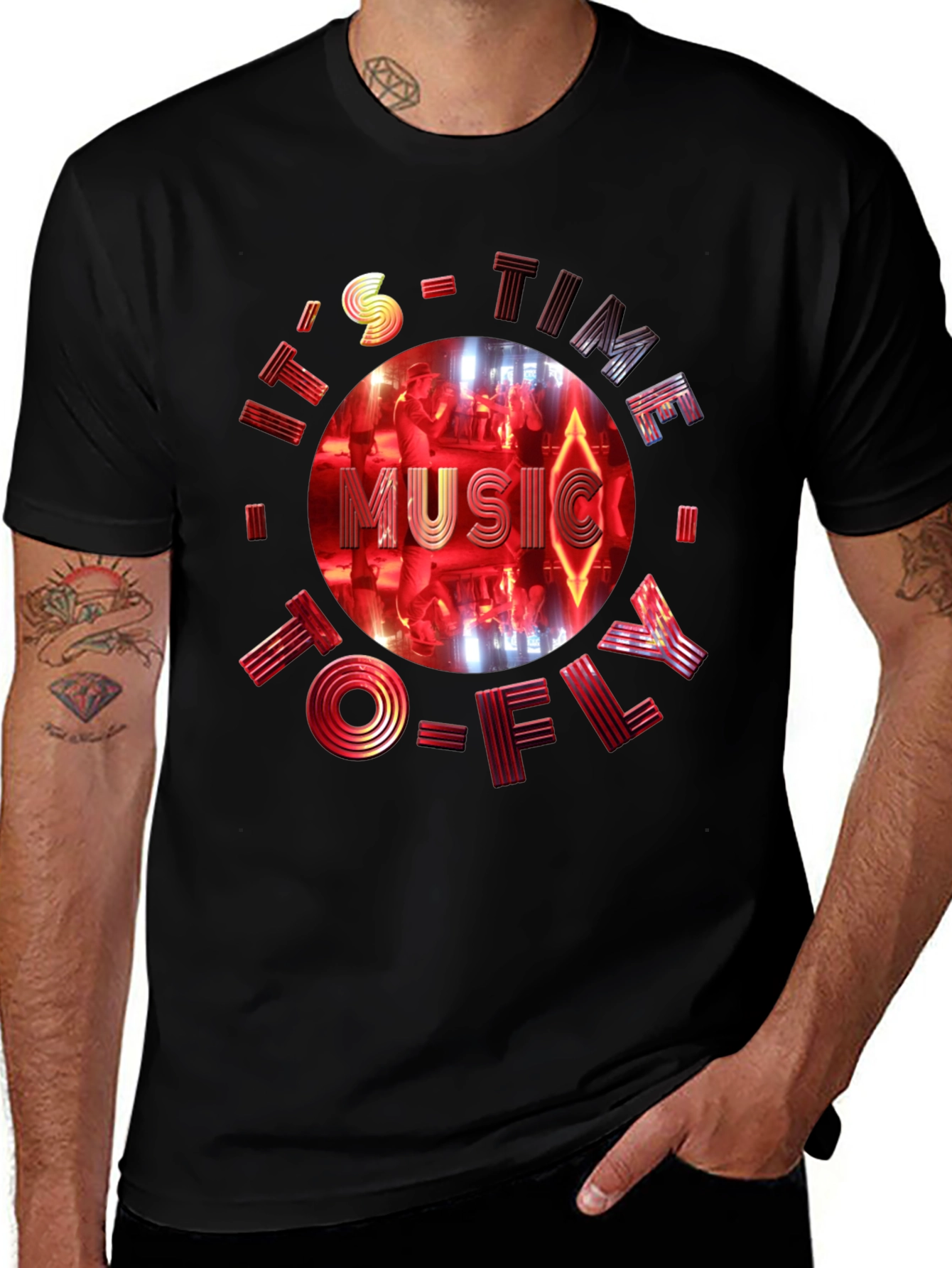 Its Time To Fly Music Black Graphic Tee