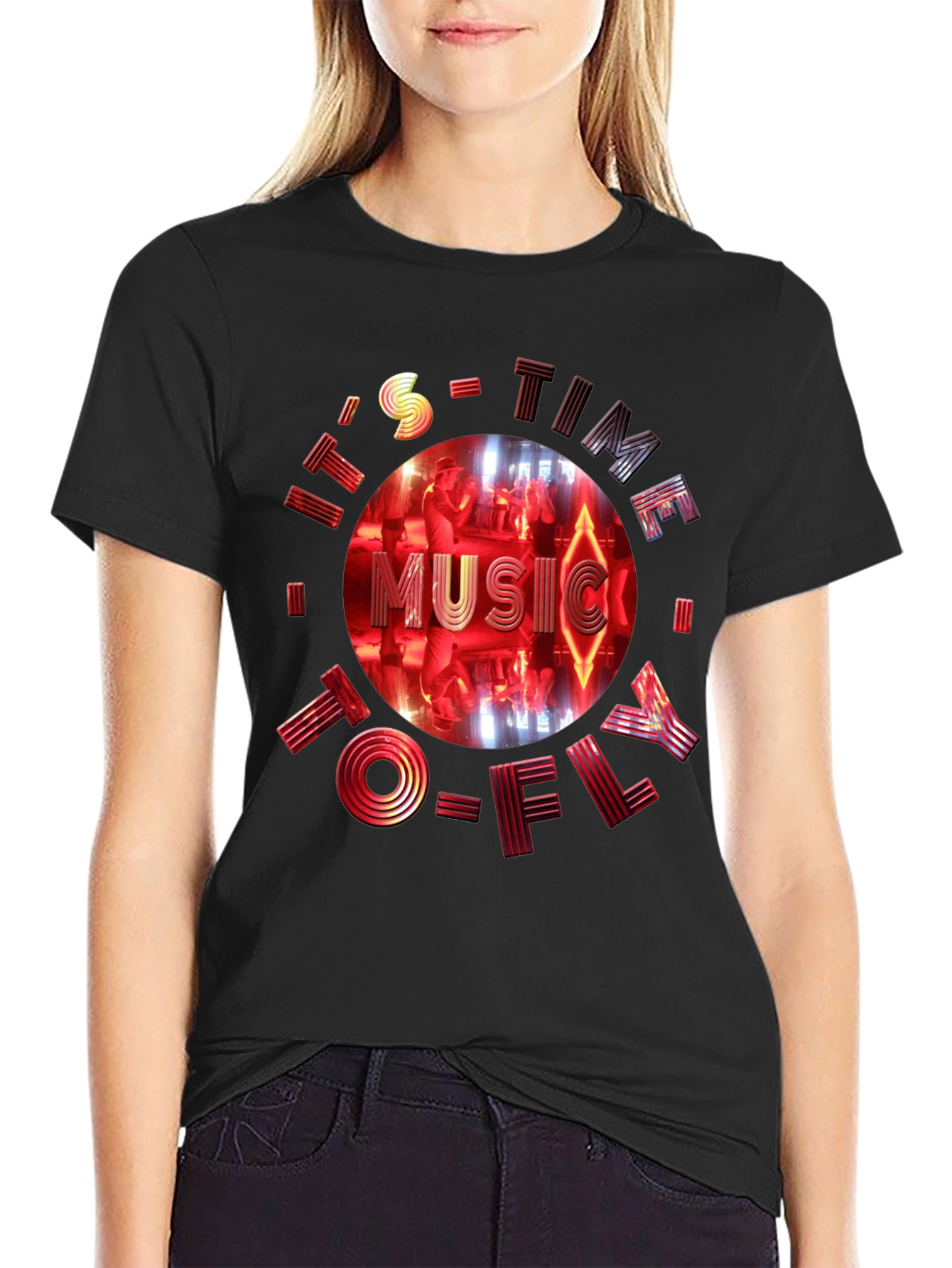 Its Time To Fly Music Black Graphic Tee