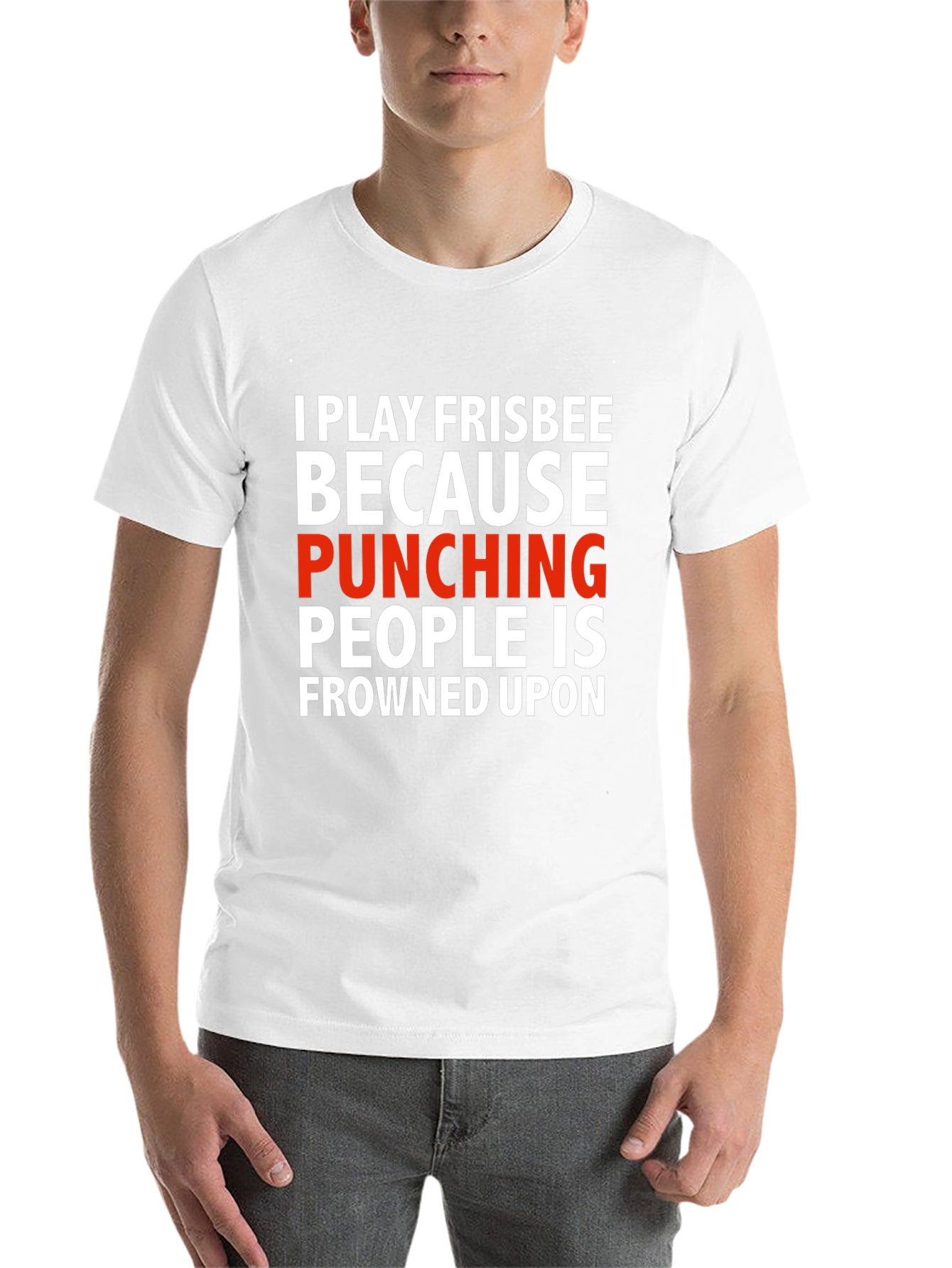 Funny Frisbee T-Shirt: Punching People Is Frowned Upon