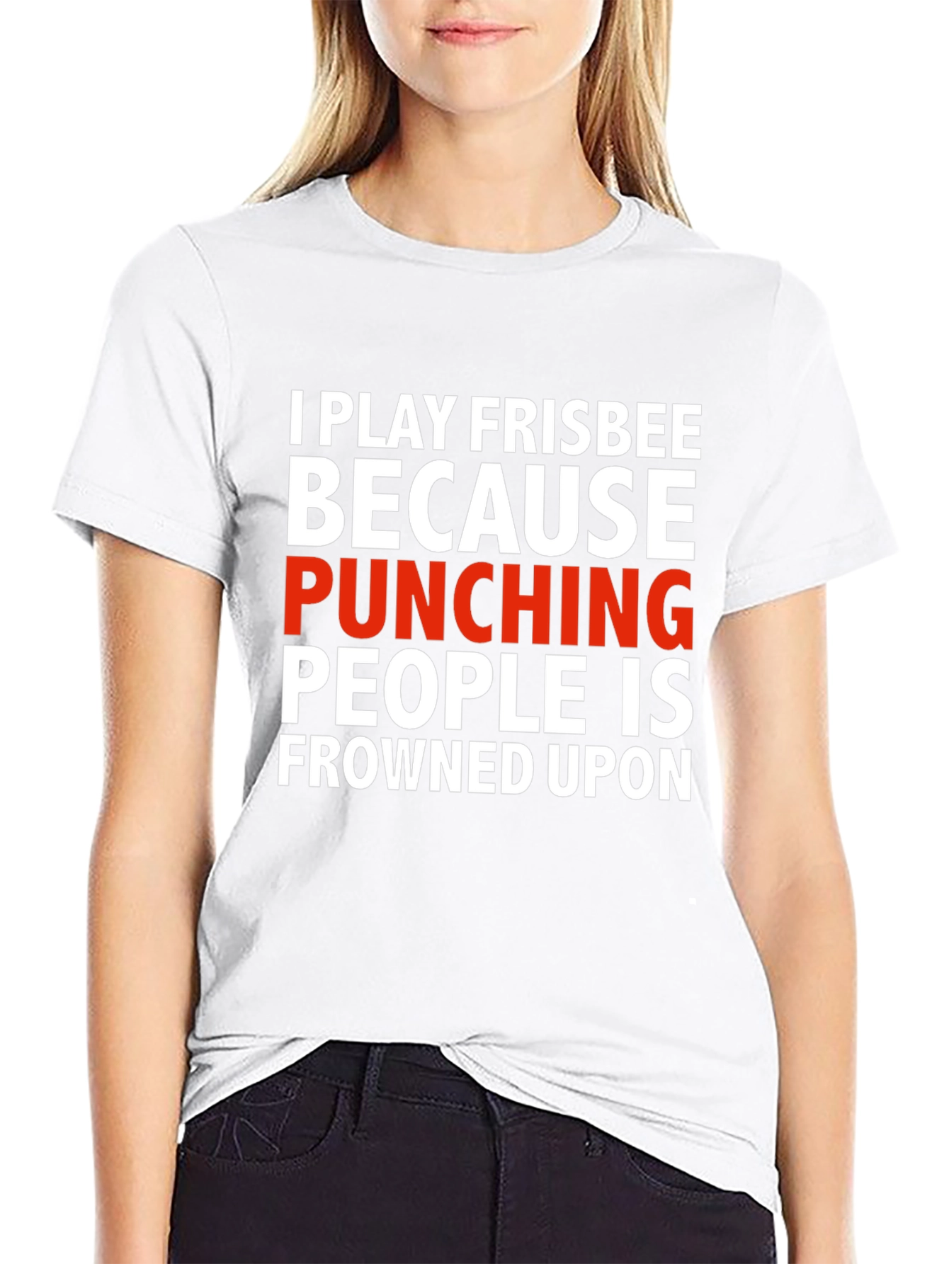 Funny Frisbee T-Shirt: Punching People Is Frowned Upon