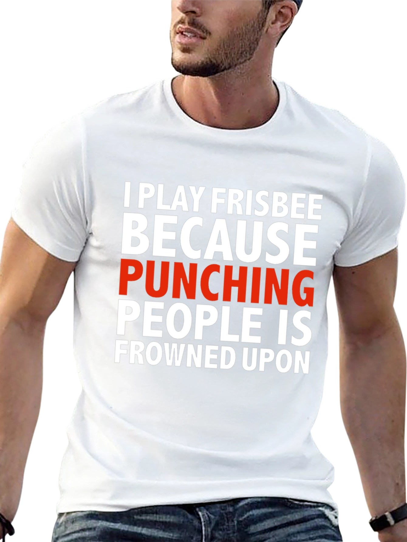 Funny Frisbee T-Shirt: Punching People Is Frowned Upon