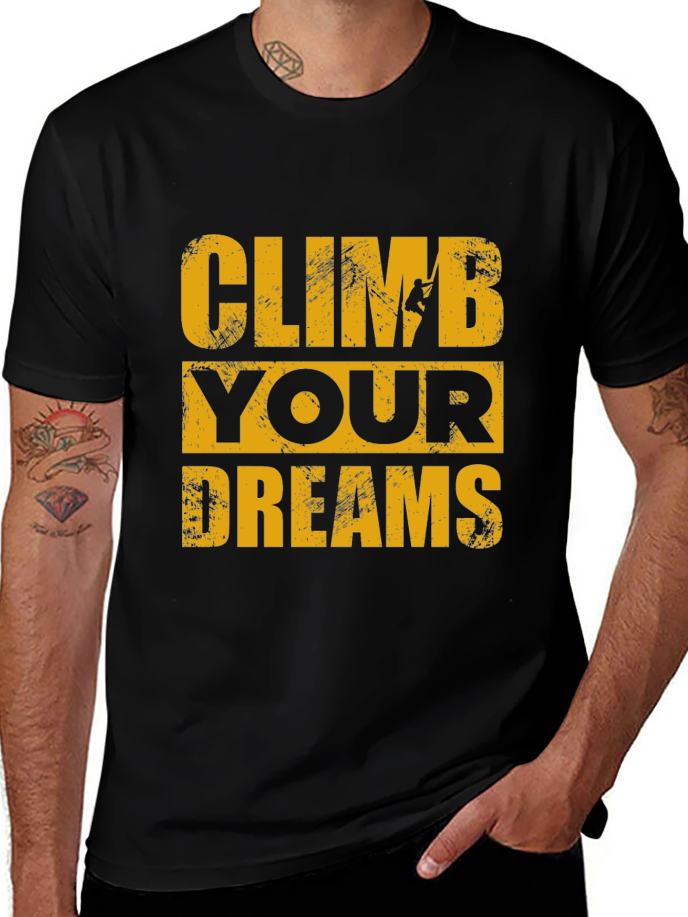 Climb Your Dreams Black Graphic T-Shirt