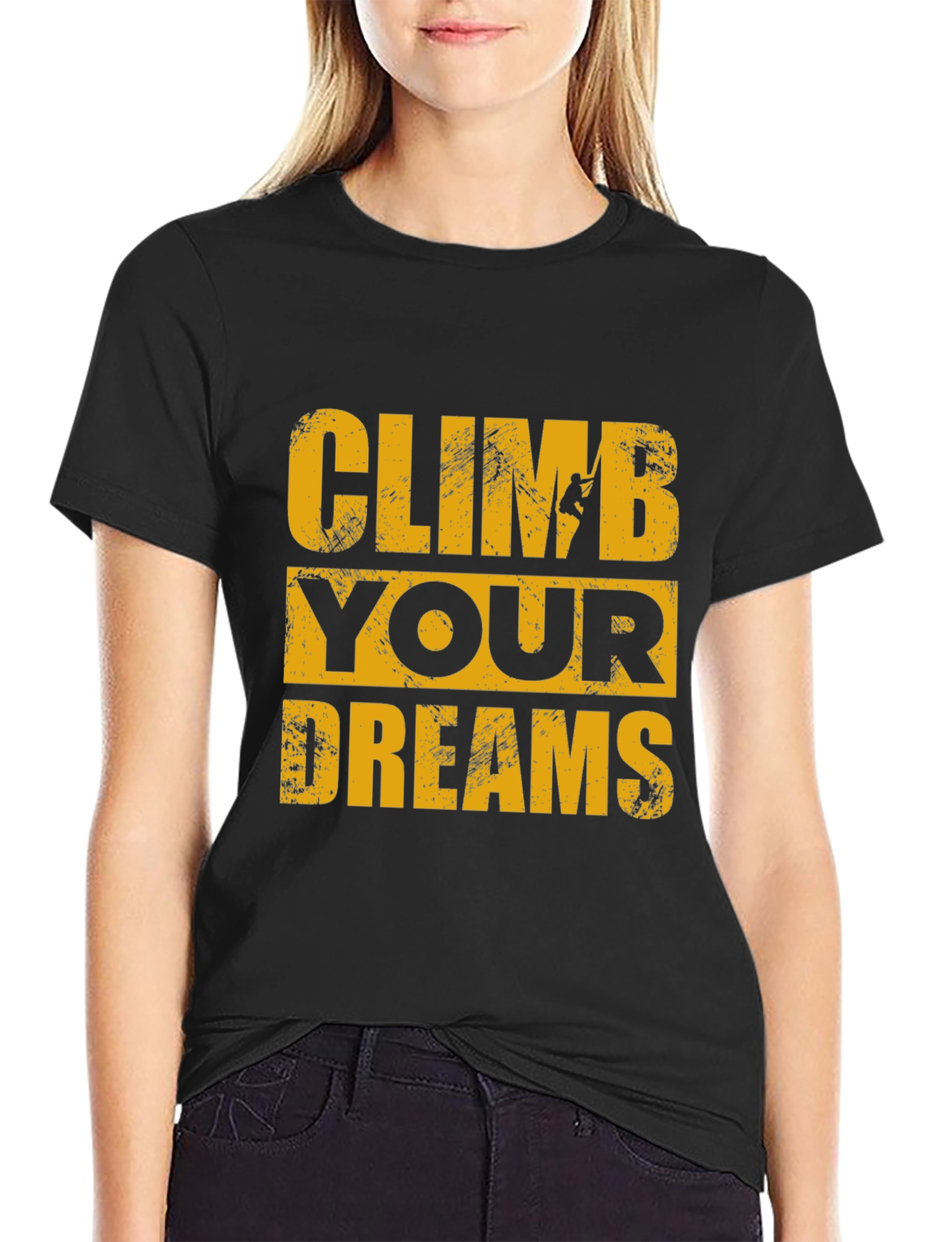 Climb Your Dreams Black Graphic T-Shirt