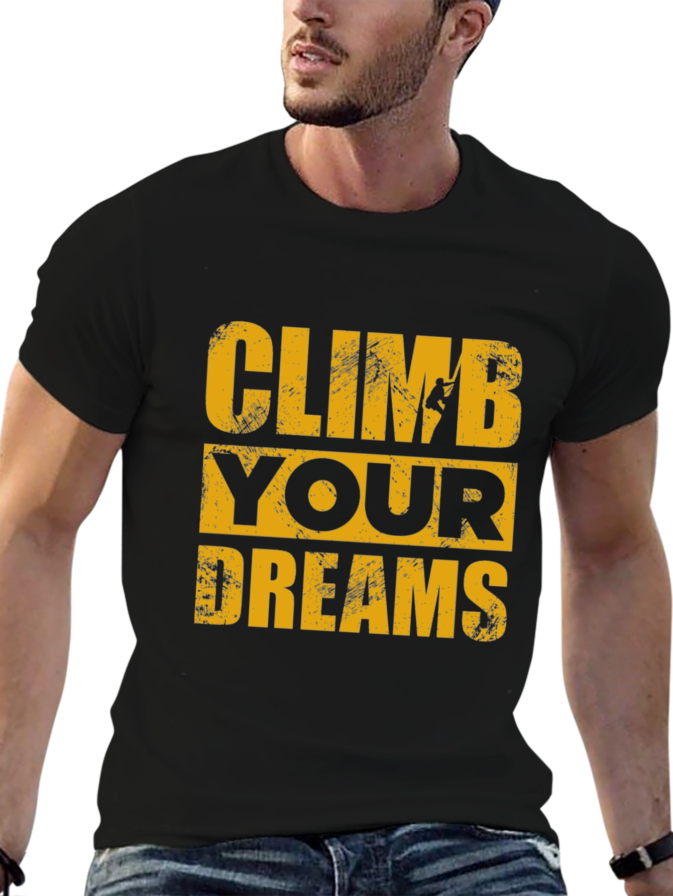 Climb Your Dreams Black Graphic T-Shirt