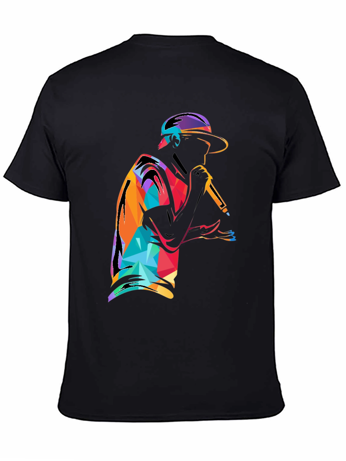 Abstract Rapper Graphic T-Shirt - Black