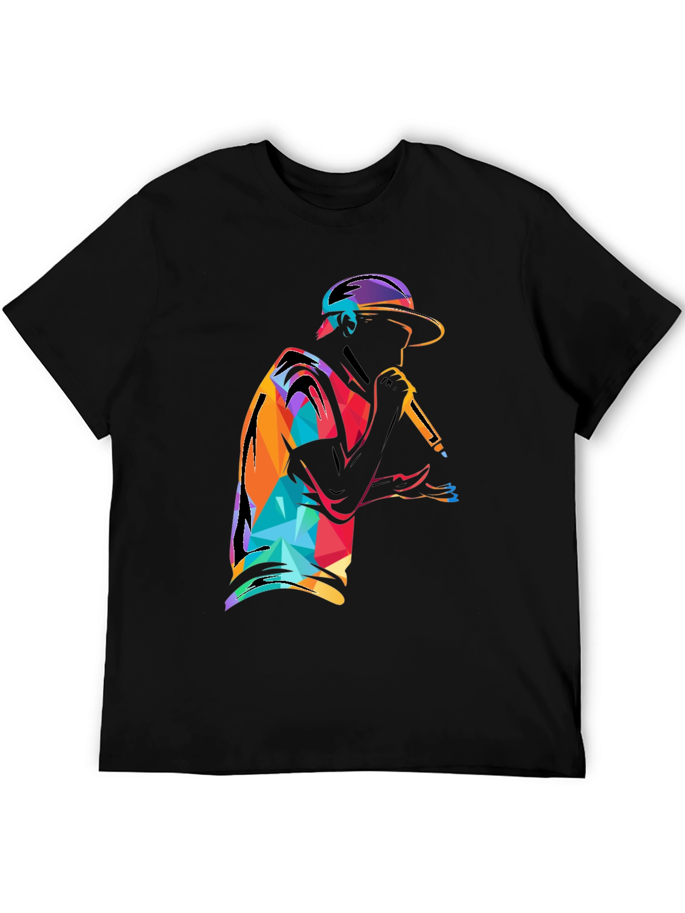 Abstract Rapper Graphic T-Shirt - Black