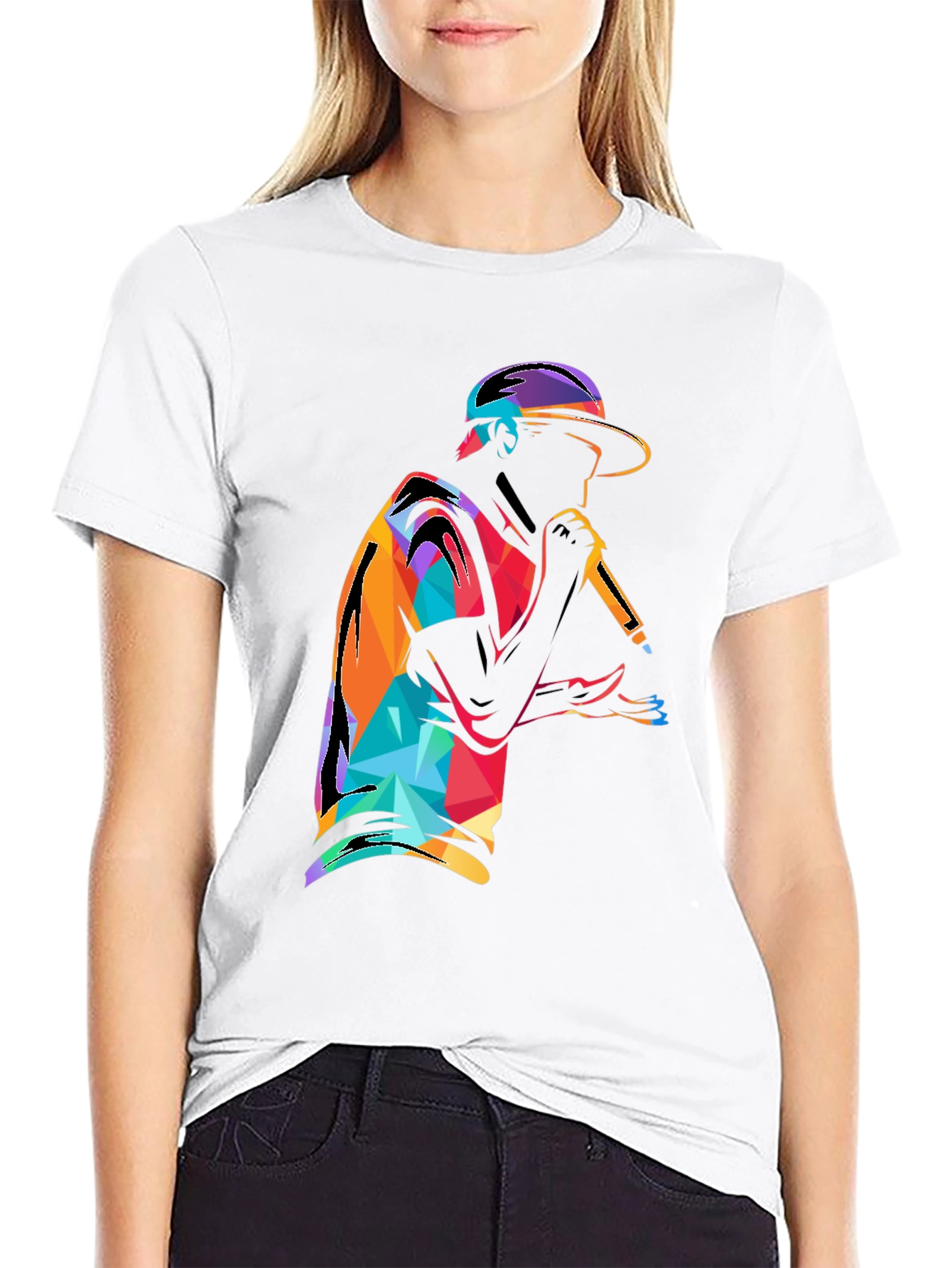 Abstract Rapper Graphic T-Shirt - Black
