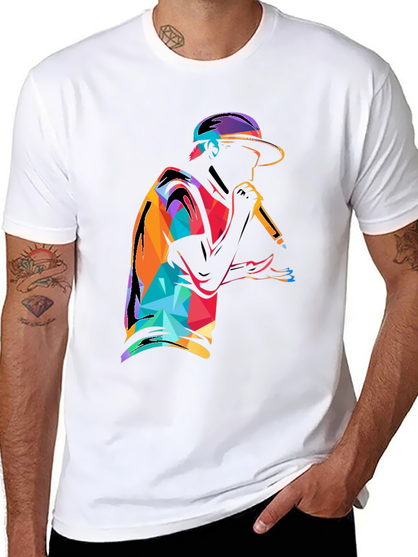 Abstract Rapper Graphic T-Shirt - Black