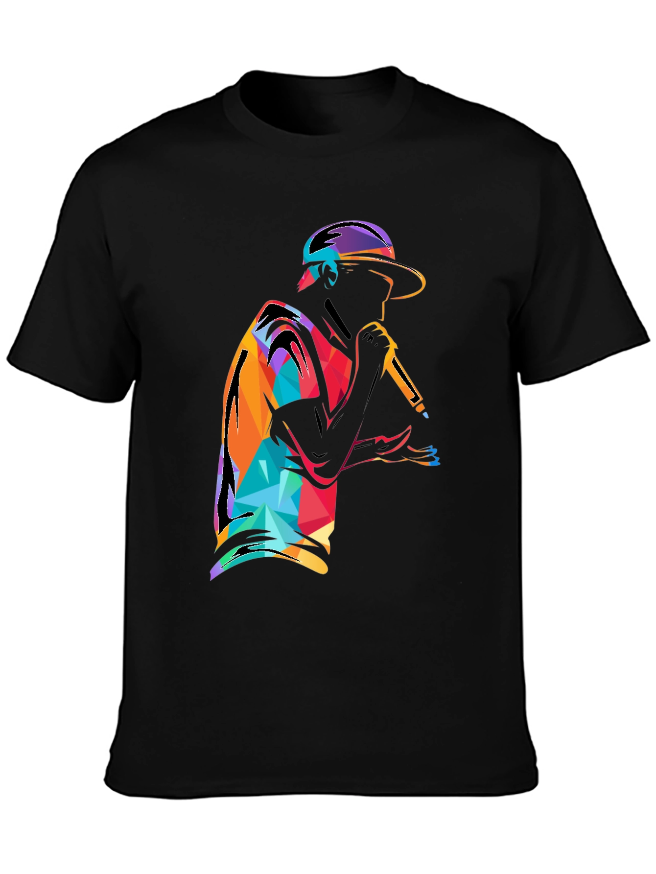 Abstract Rapper Graphic T-Shirt - Black