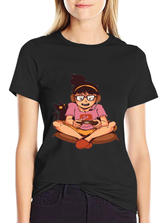 Gamer Girl T-Shirt - Black Cotton Graphic Tee