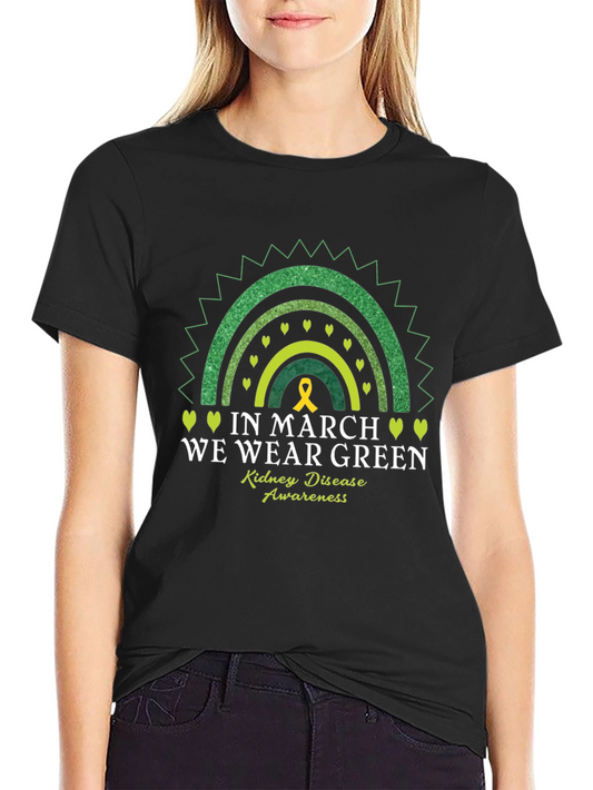 Kidney Disease Awareness Green Rainbow T-Shirt