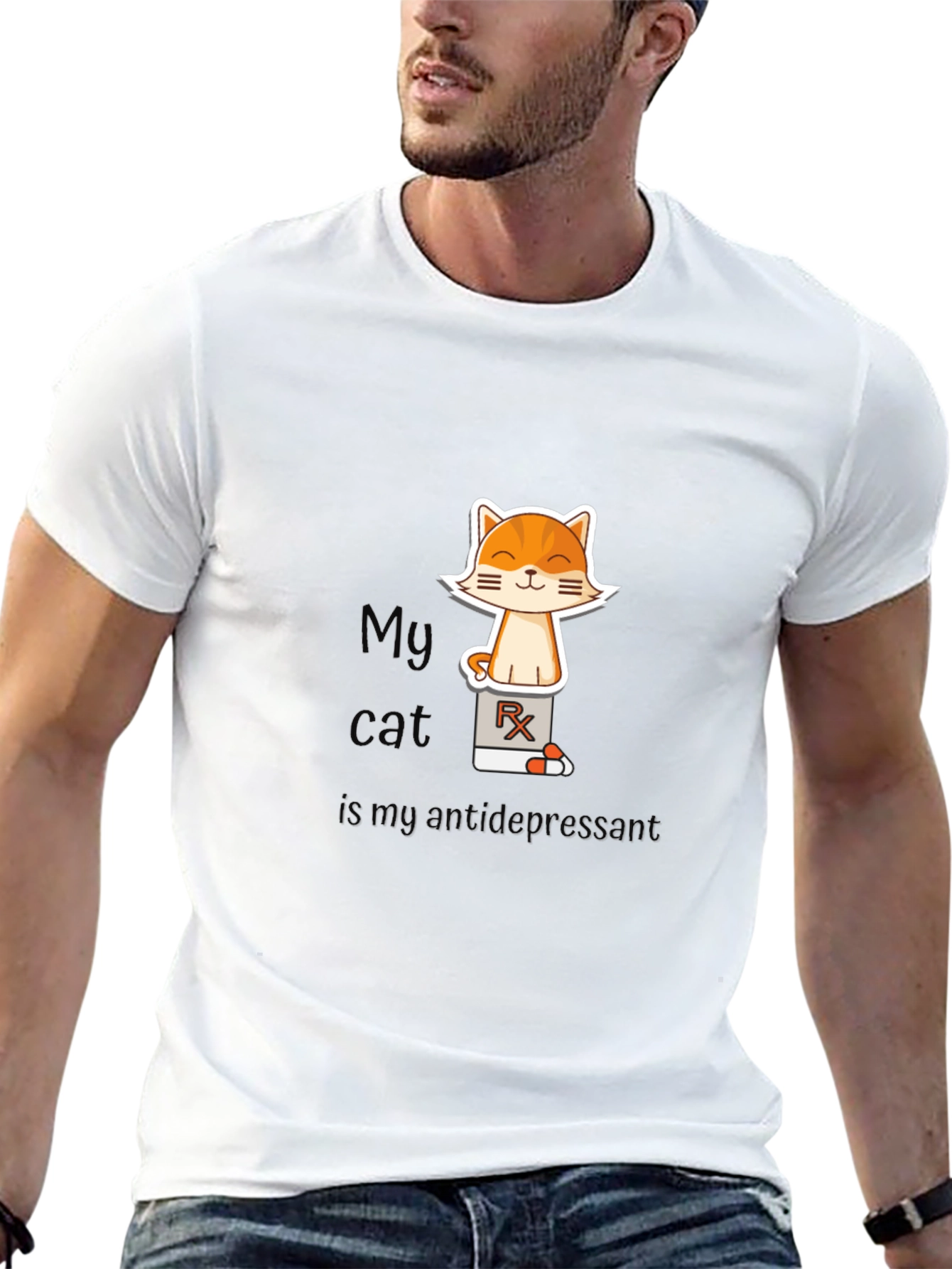 My Cat is My Antidepressant Black T-Shirt