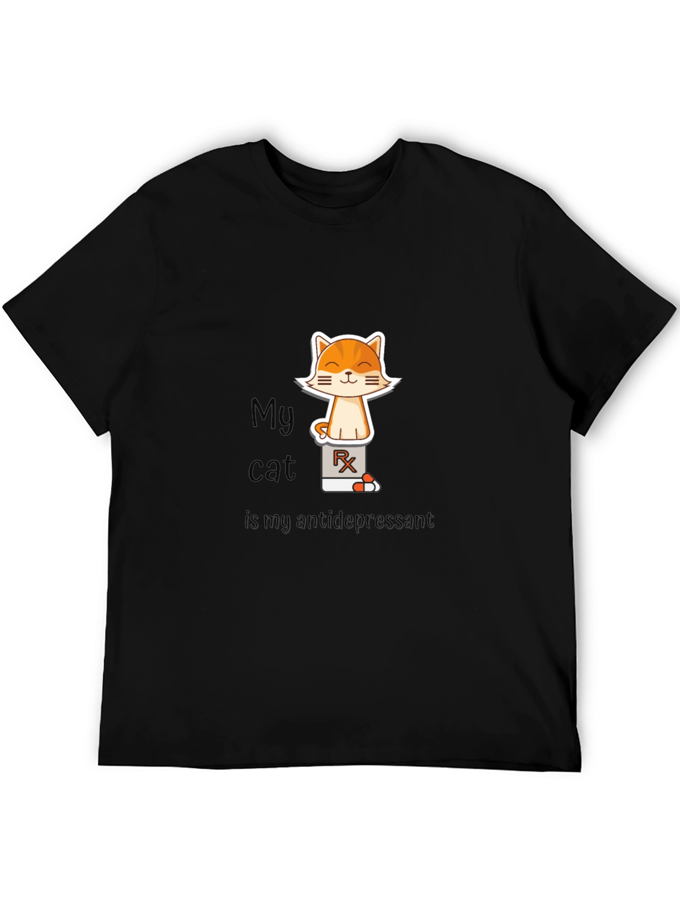 My Cat is My Antidepressant Black T-Shirt