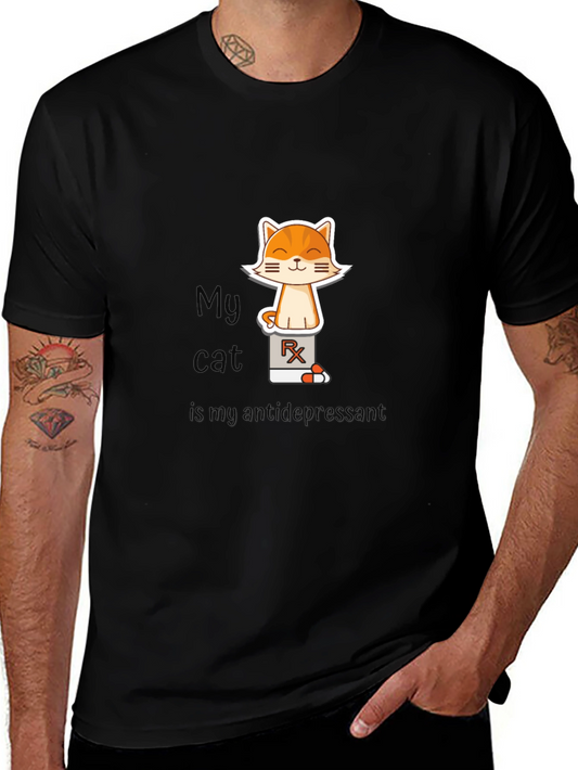 My Cat is My Antidepressant Black T-Shirt