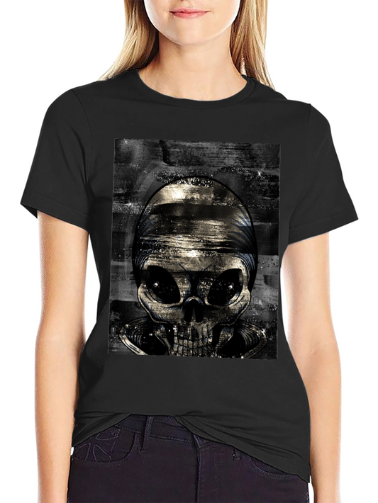 Alien Skull Graphic T-Shirt - Black