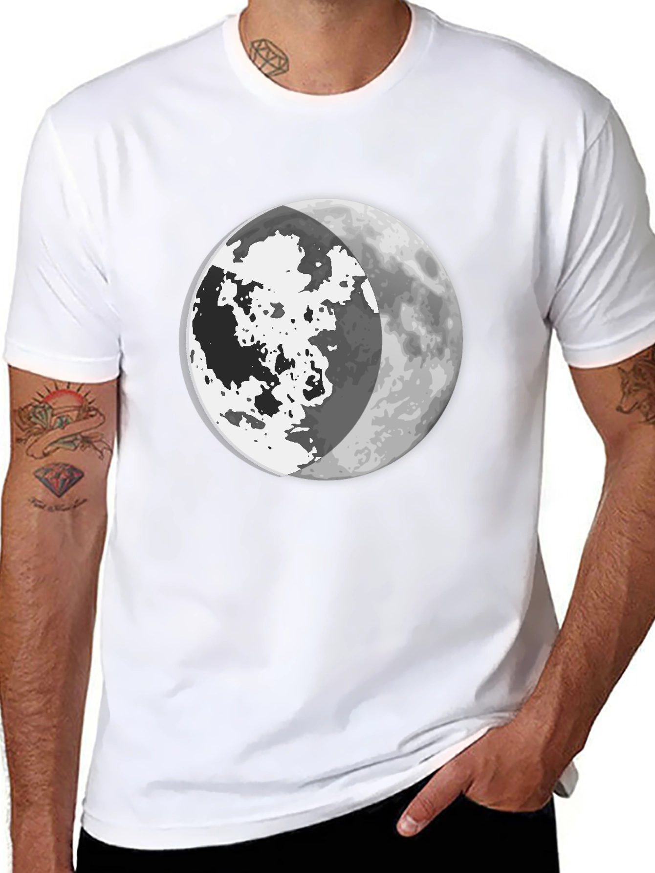Moon Phase Graphic Tee - Mens Black T-Shirt