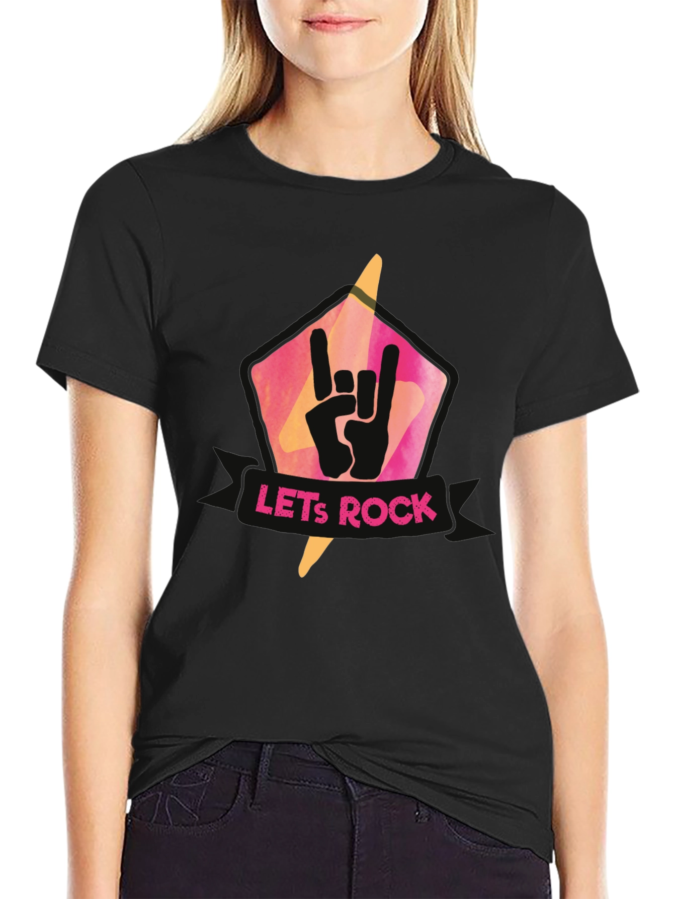 Lets Rock Graphic T-Shirt - Black