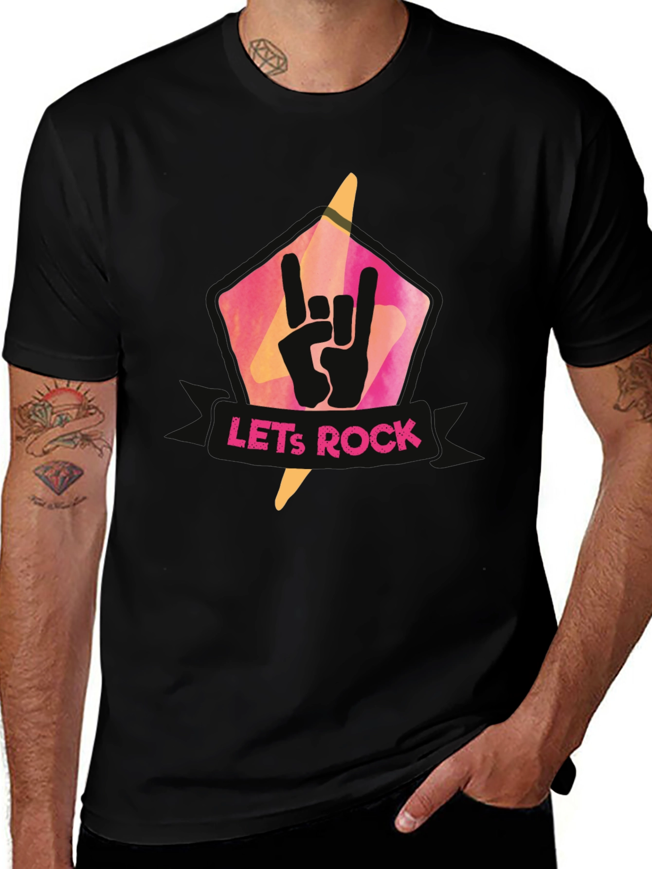 Lets Rock Graphic T-Shirt - Black
