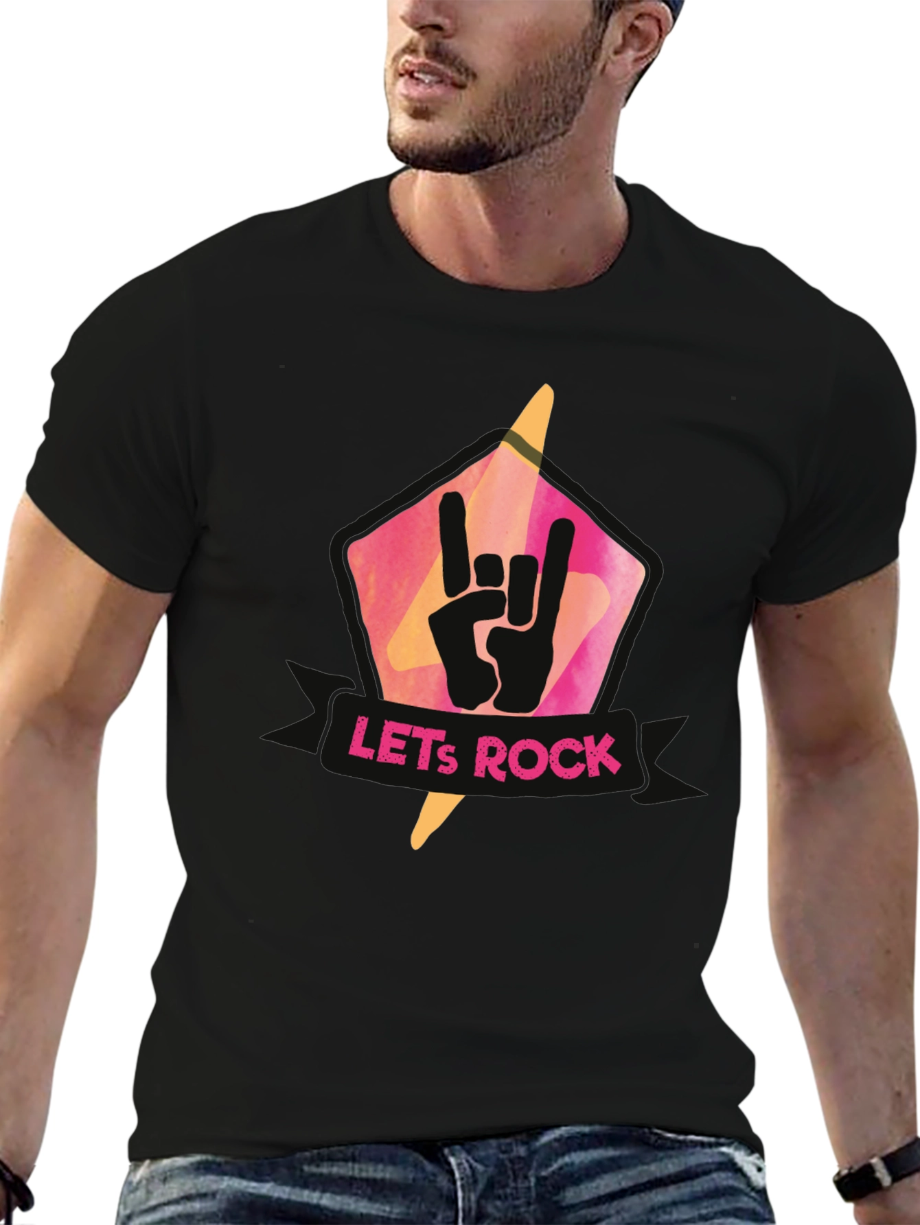 Lets Rock Graphic T-Shirt - Black