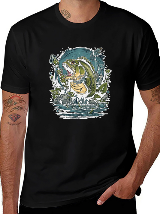 Bass Fishing T-Shirt - Graphic Print