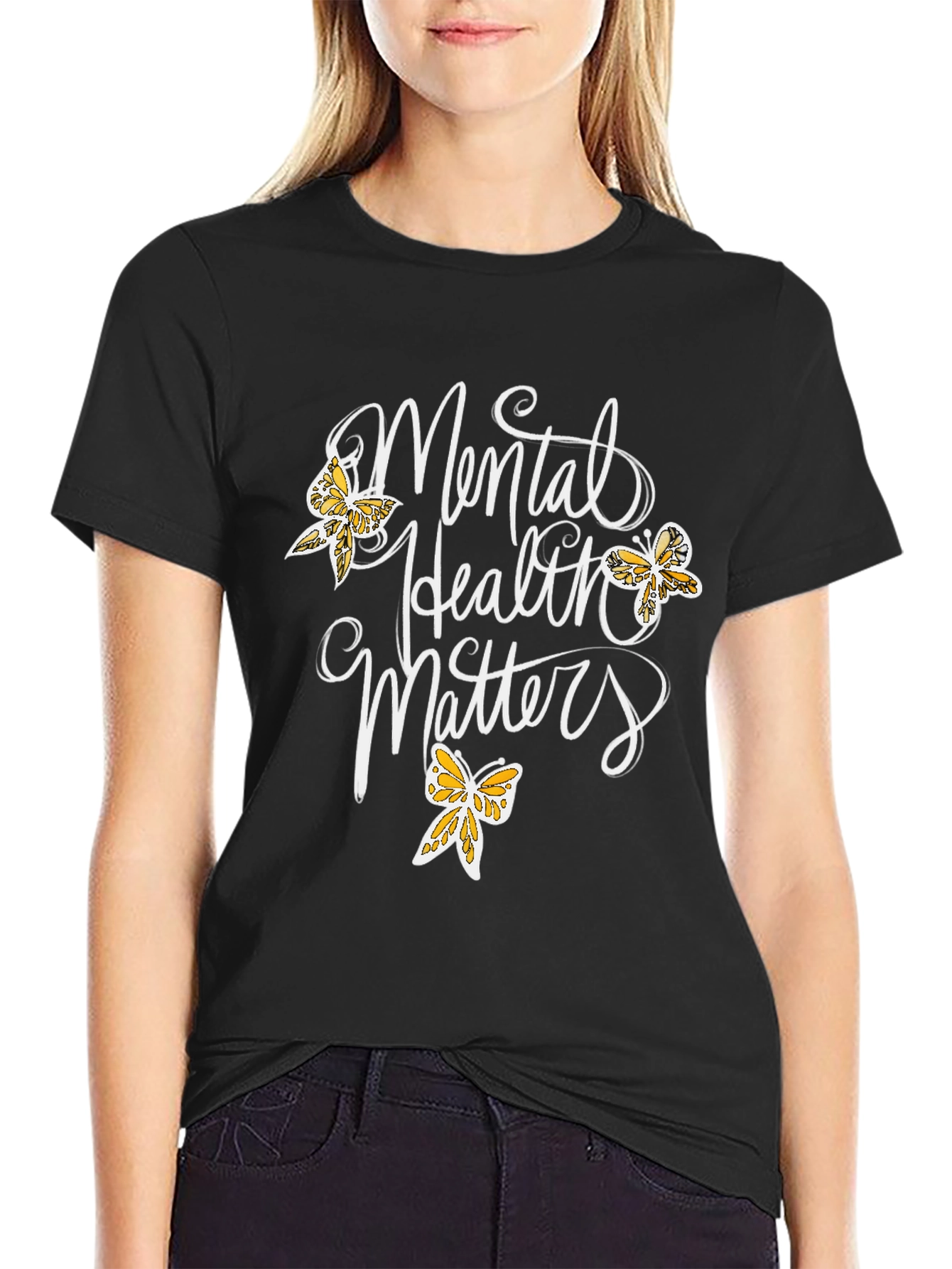 Mental Health Matters T-Shirt Butterfly Design