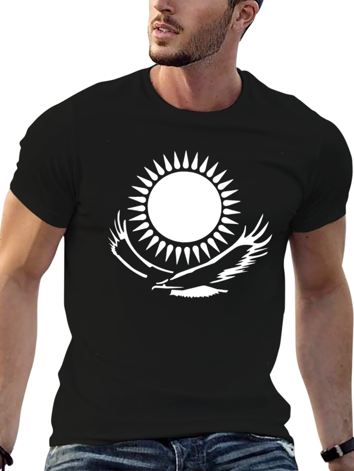 Kazakhstan Flag Graphic T-Shirt - Black