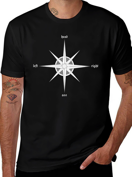 Funny Human Direction T-Shirt - Head Ass Left Right Compass Tee