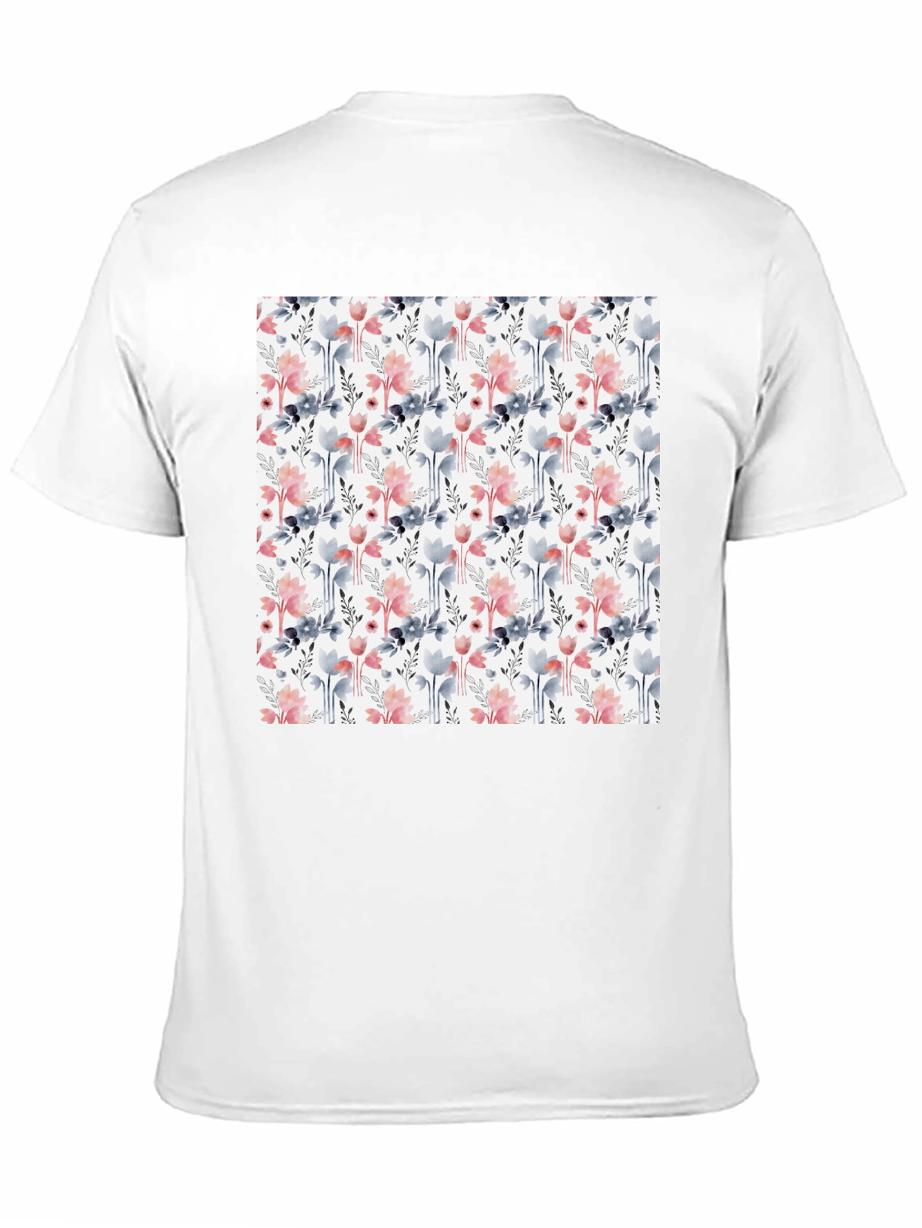 Floral Patterned Mens T-Shirt - Black Casual Tee