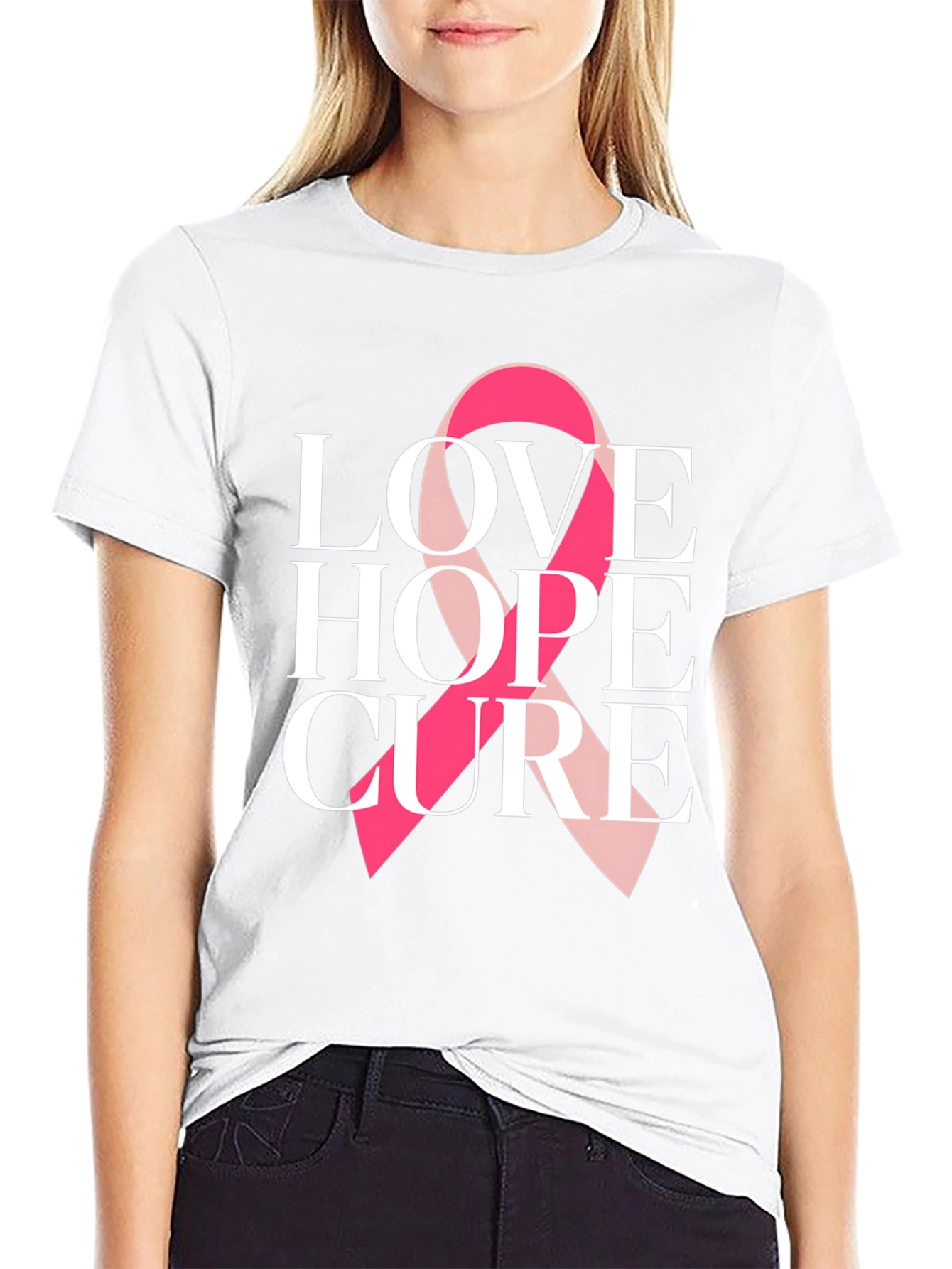 Love Hope Cure Breast Cancer Awareness T-Shirt