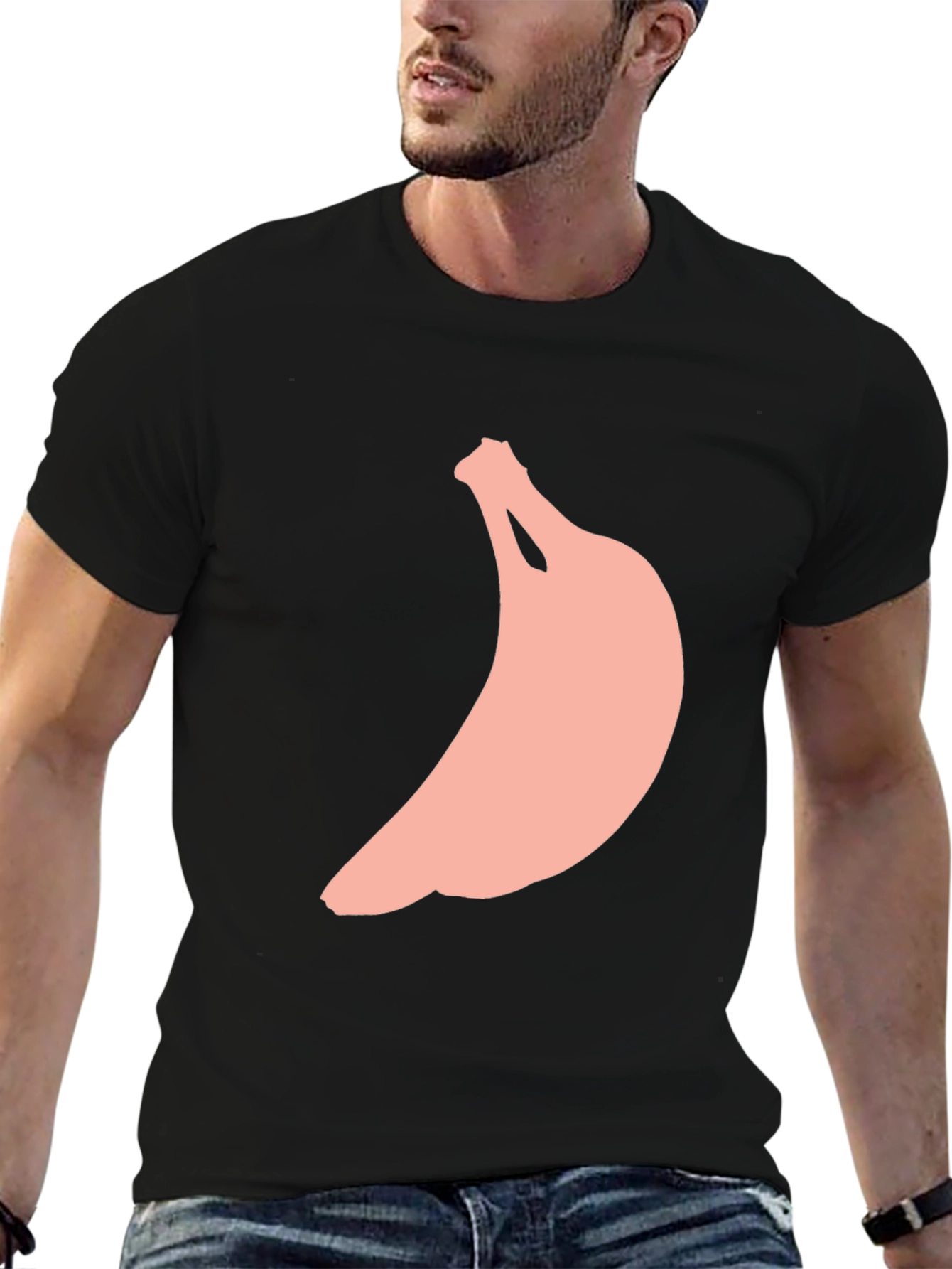 Mens Black T-Shirt with Banana Graphic