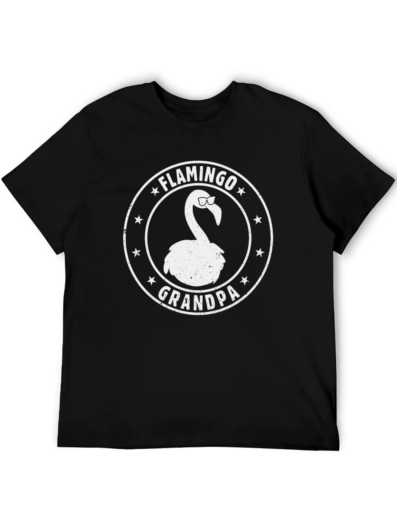 Flamingo Grandpa Black T-Shirt