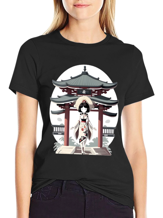 Geisha & Temple Graphic T-Shirt