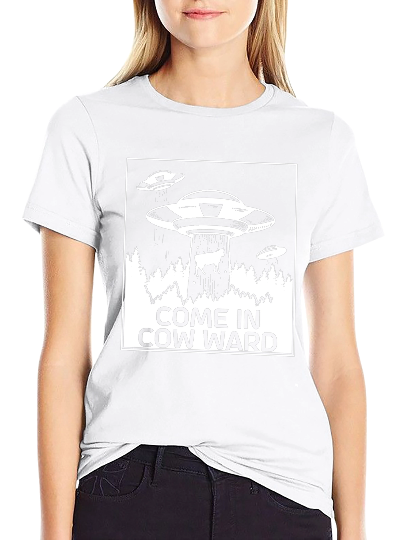 Come In Cow Ward Alien Abduction Graphic Tee