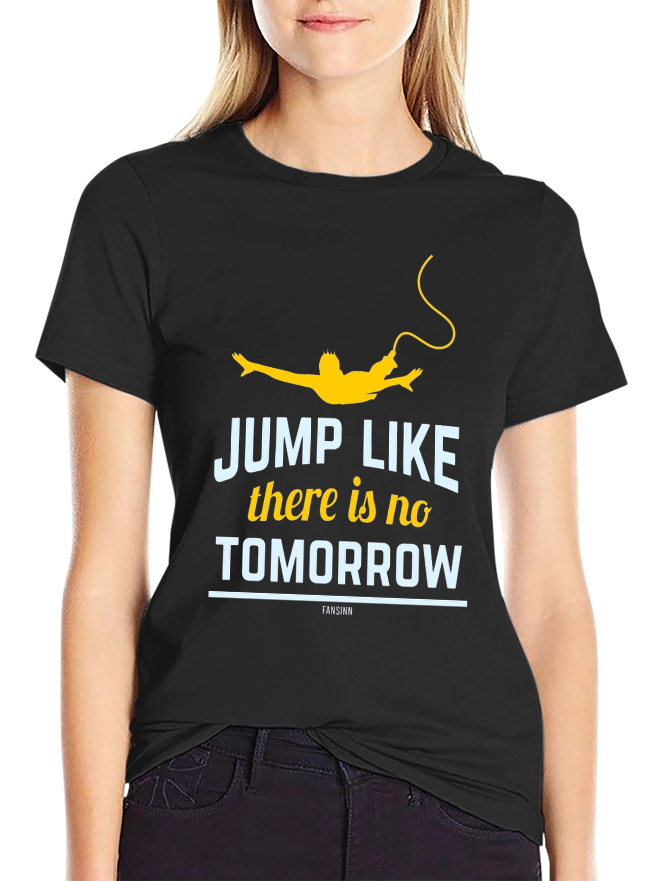 Jump Like No Tomorrow Black Graphic Tee