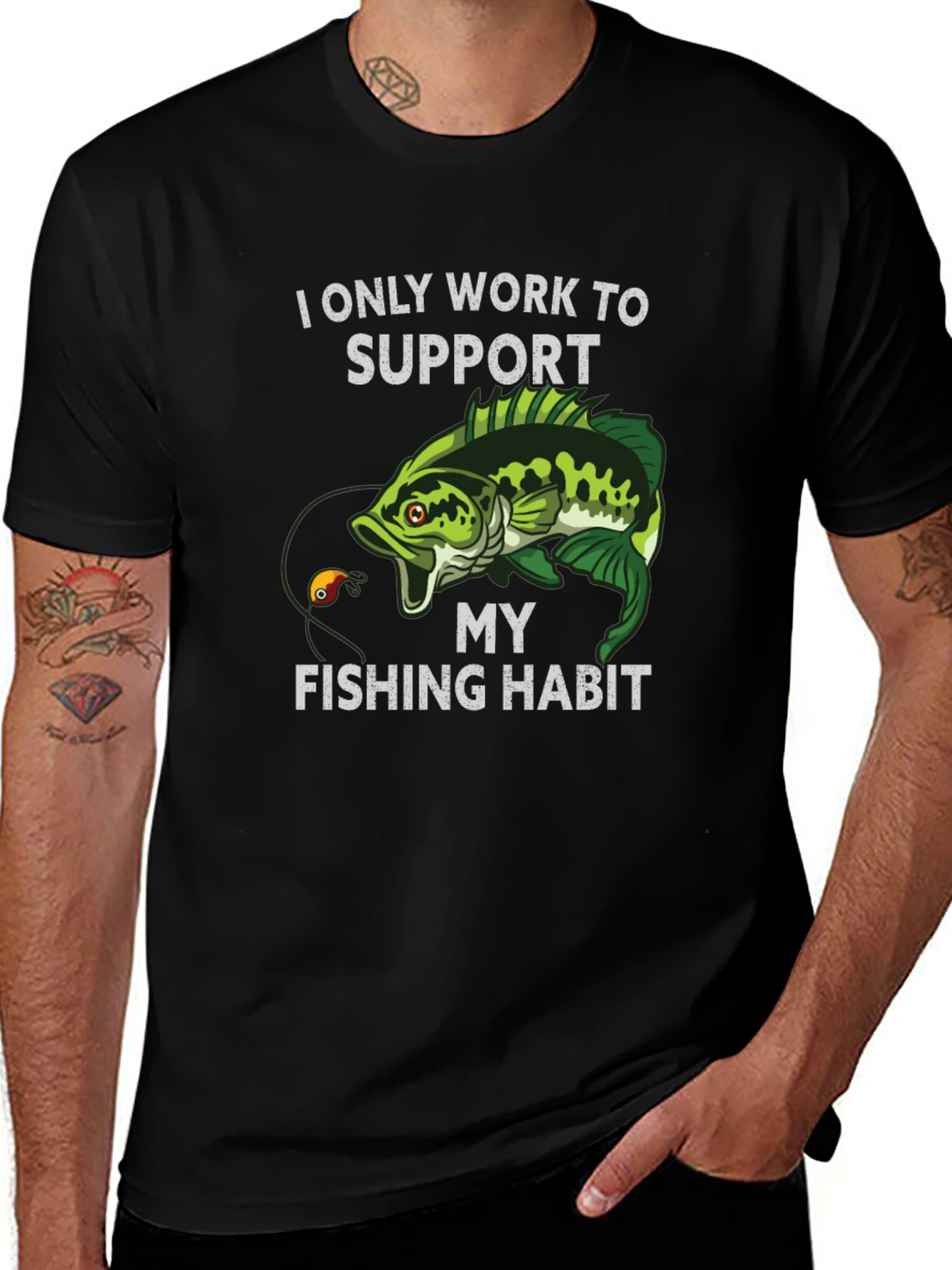 Fishing Habit T-Shirt - Black Graphic Tee